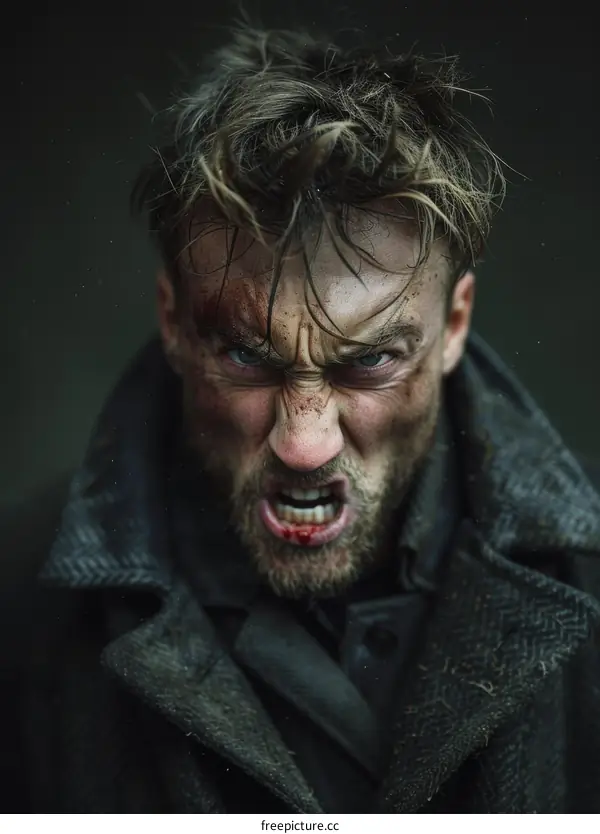 Close-up Angry Man Portrait