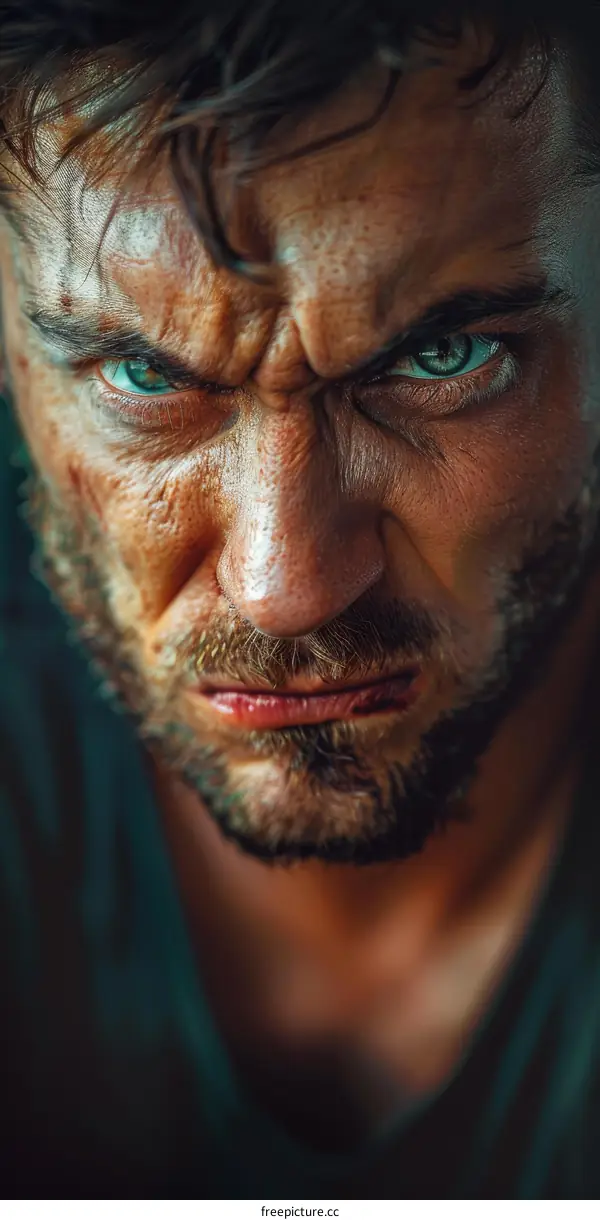 Close-up Angry Man Face Portrait