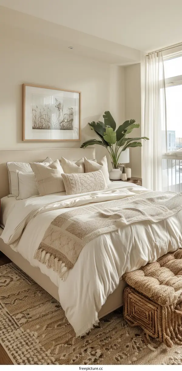 Neutral Color Palette Bedroom with City Views