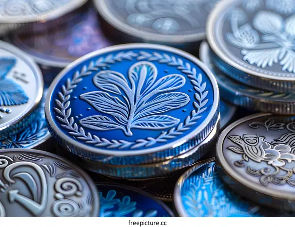 Blue and Silver Coin Collection