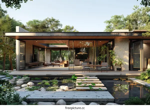 Modern House Exterior Design with Natural Elements