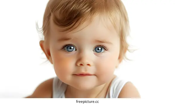Portrait of a Baby with Blue Eyes