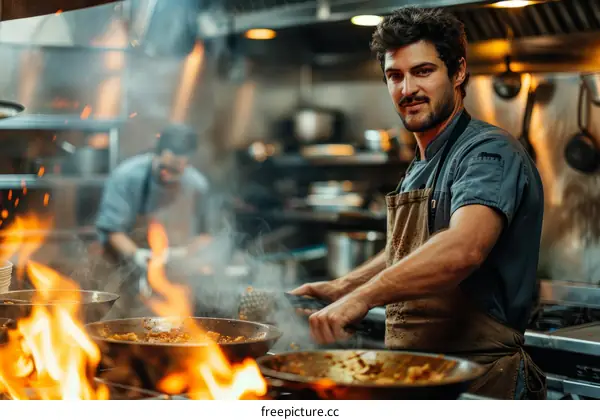 Chef in a commercial kitchen