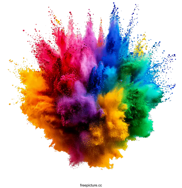 [Transparent Background PNG]Explosion of Colorful Powder Abstract Art