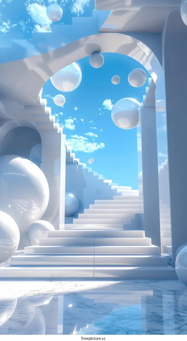 White Architecture Stairway to the Sky