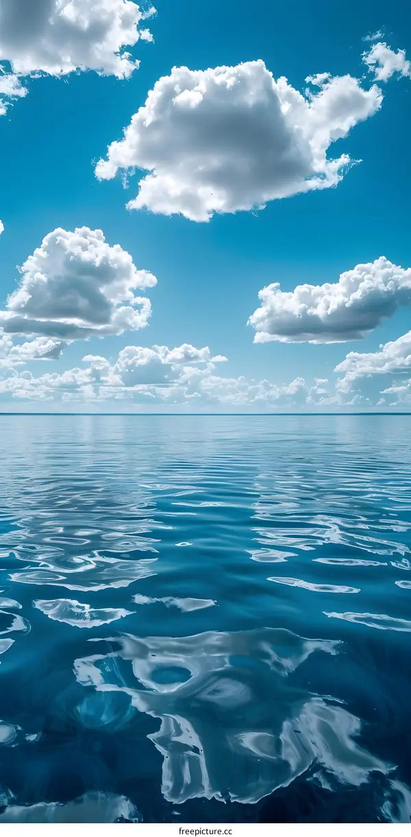 Tranquil Blue Ocean under Cloudy Sky