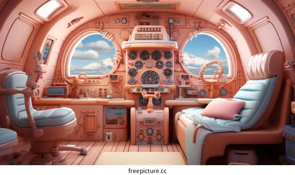 Cozy and Pink Spaceship Interior