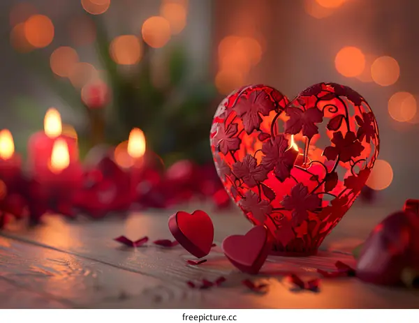 Romantic red heart candle