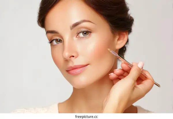 Beautiful Woman with Makeup Application