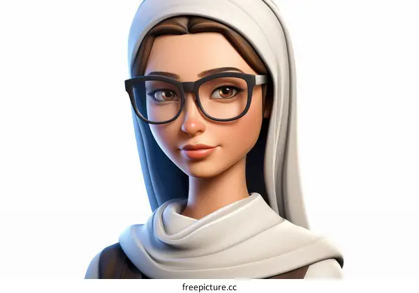 A young woman wearing a brown hijab and glasses