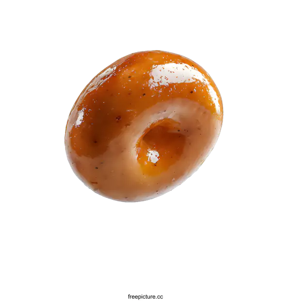 [Transparent Background PNG]Close-up image of a glazed ring donut on a white background