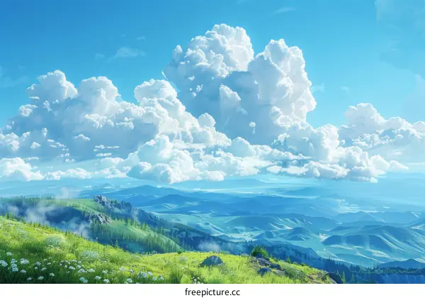 mountain and clouds