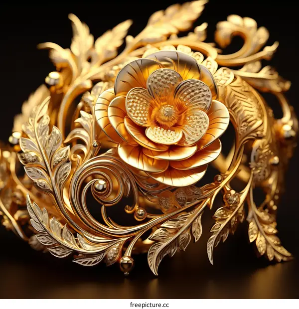 Intricate Golden Flower Filigree Jewelry