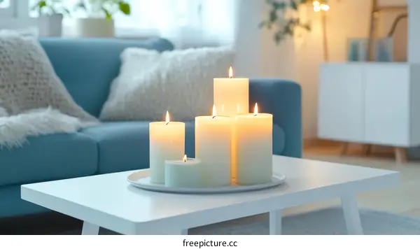 Cozy Living Room Scene with Candles