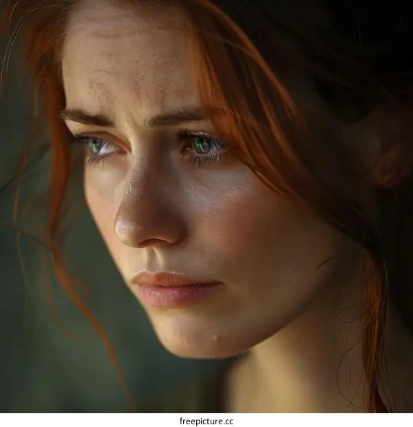 Portrait of a Redheaded Woman with Green Eyes