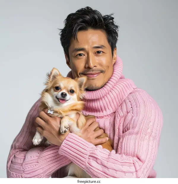South Korean actor Ji Sung with a dog