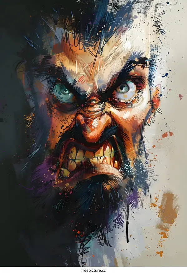 Angry Man With Beard, Illustration, Portrait, Art,  Digital Art