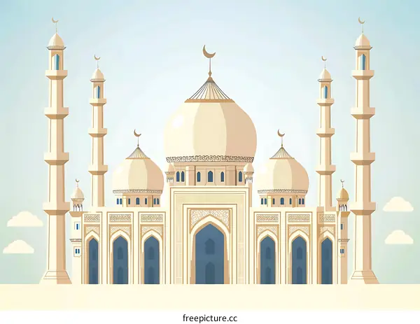 Mosque With Minarets and Domes