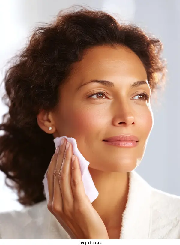 Woman Applying Facial Tissue