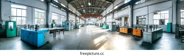 Large Industrial Factory Workshop with Equipment