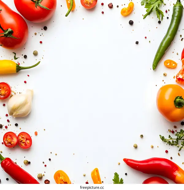 Colorful Fresh Vegetables and Spices Composition