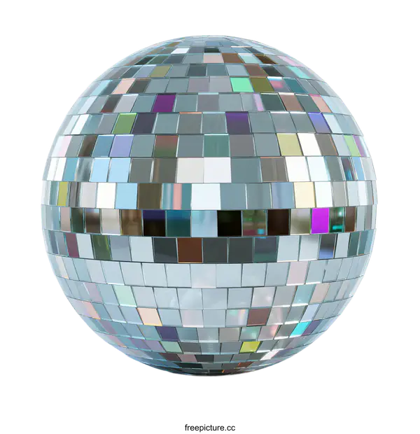 [Transparent Background PNG]Colorful Disco Ball with Reflective Tiles for Entertainment