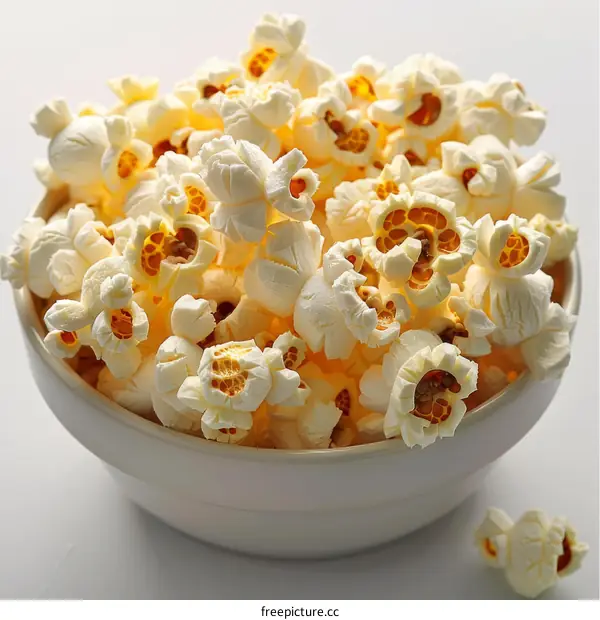 Bowl of Popcorn Isolated on White Background