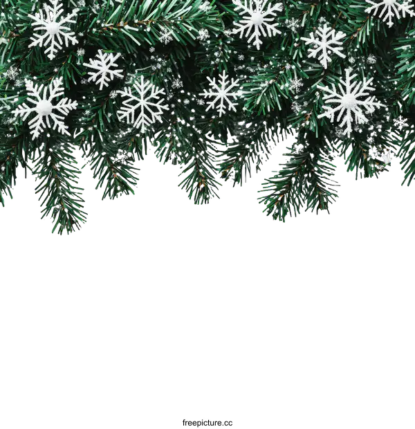 [Transparent Background PNG]Winter Christmas Fir Branches with Snowflakes Background