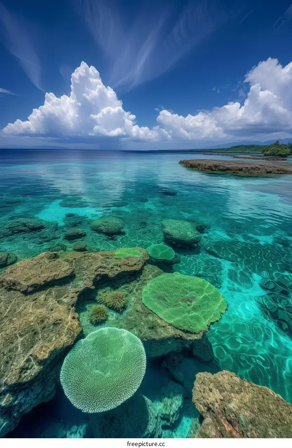 Underwater coral reef with crystal clear water