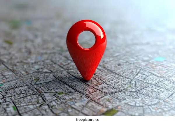 Red Location Marker on City Map Illustration