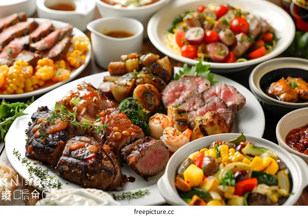 Grilled Meats and Vegetables Platter for Restaurant Menu