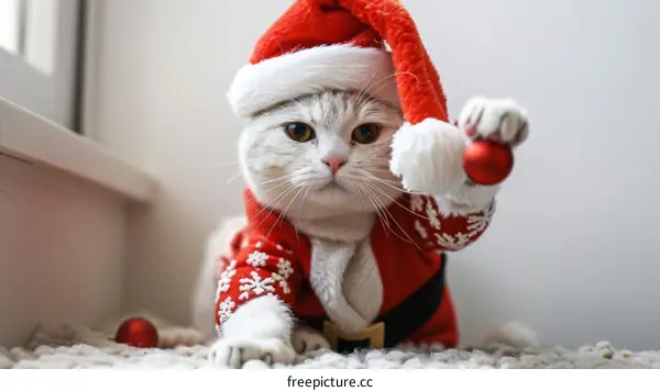 Cute Cat in Santa Claus Costume
