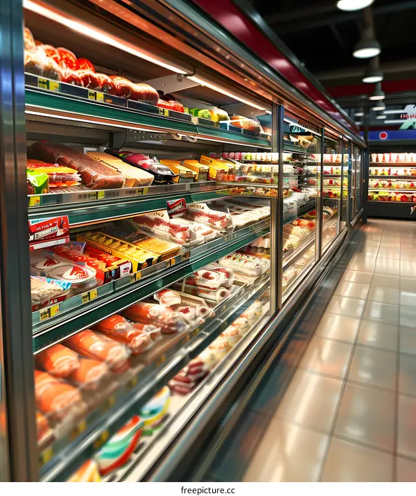 Refrigerated Meat and Deli Products in a Grocery Store