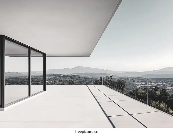 Modern House Balcony with Mountain View