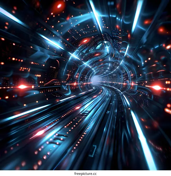 Futuristic Tunnel With Bright Lights