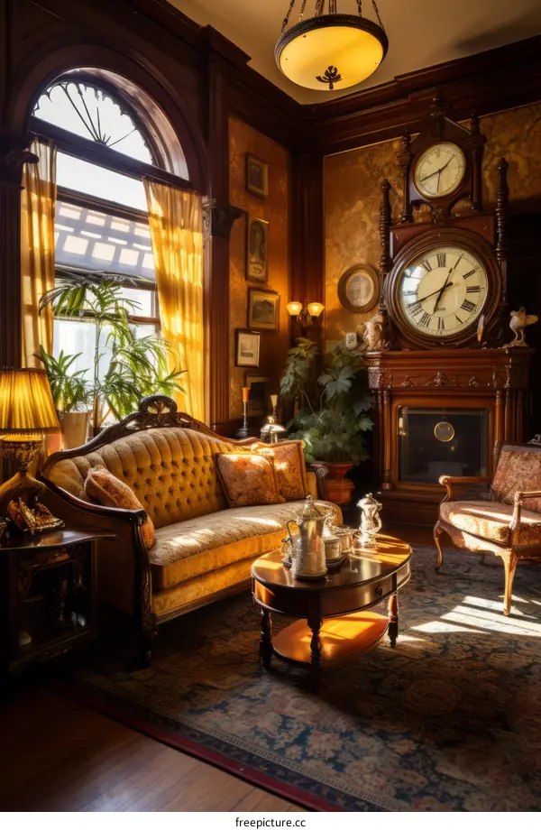 Ornate Living Room with Vintage and Antique Furniture