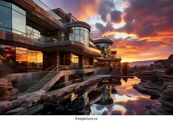 Modern Luxury House with Sunset Vista