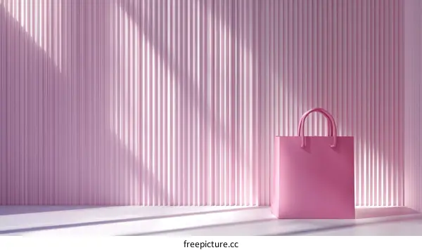 Pink Shopping Bag Against Pastel Pink Wall
