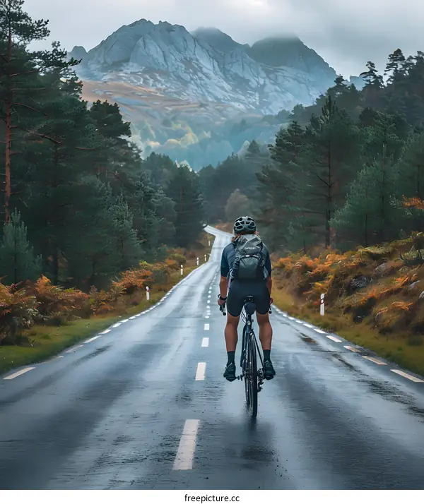 Cycling Through Mountain Landscape Road