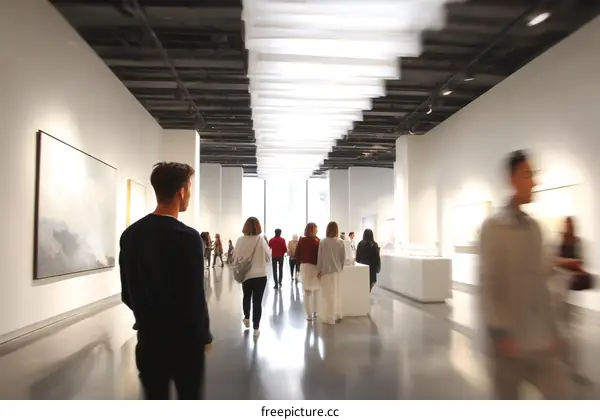 Modern Art Gallery with Visitors