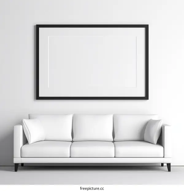 Scandinavian Living Room Interior Design with Sofa and Black Frame