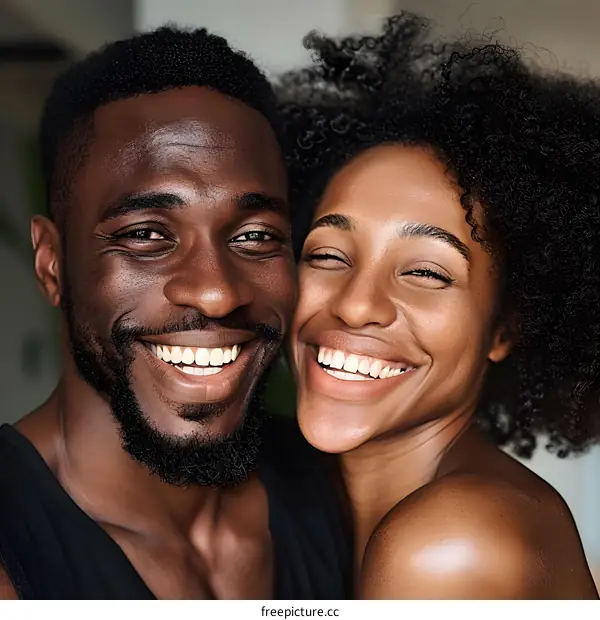 Happy Couple Smiling Close Up Portrait