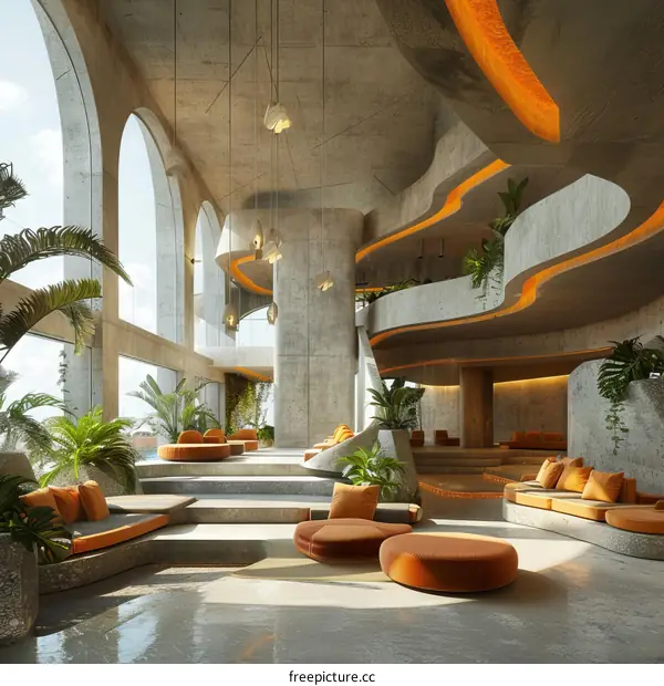 Futuristic Concrete Interior Design Concept
