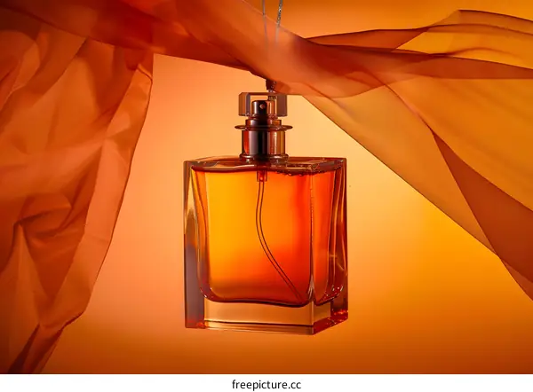 Perfume Bottle with Orange Fabric
