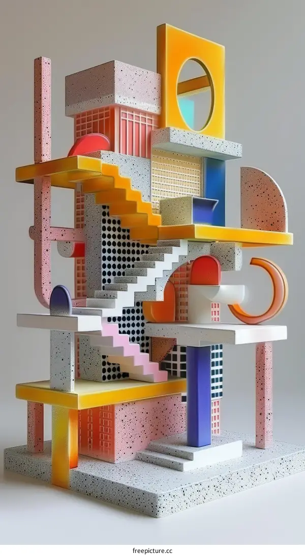 Colorful Abstract Architectural Structure with Geometric Shapes