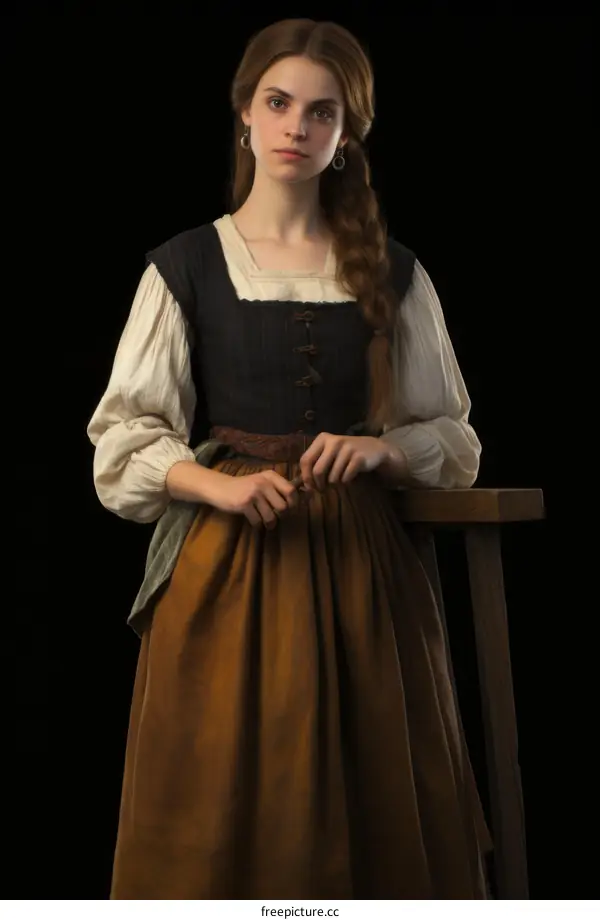 Portrait of a young woman in historical clothing