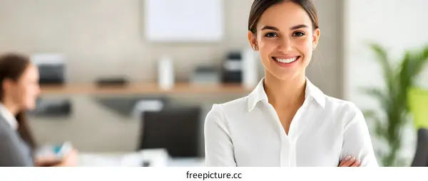 Smiling Businesswoman in Office Setting