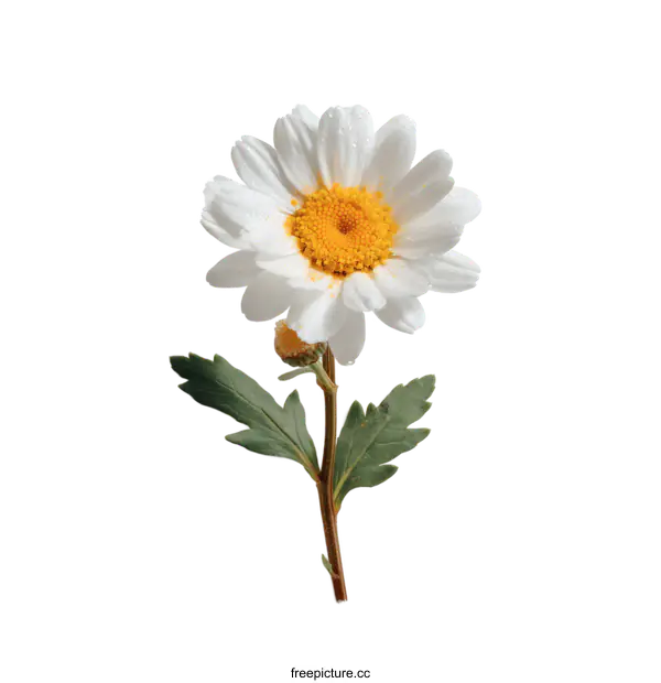 [Transparent Background PNG]White Daisy Flower with Water Drops
