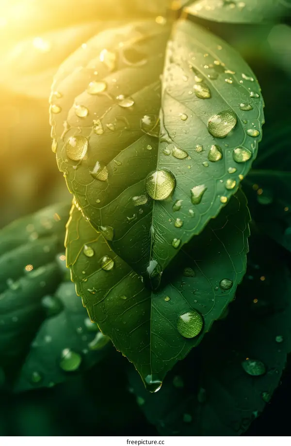 Raindrops on a leaf