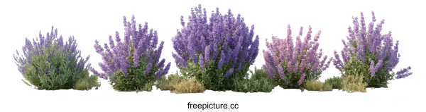 [Transparent Background PNG]Lavender Plants in a Row